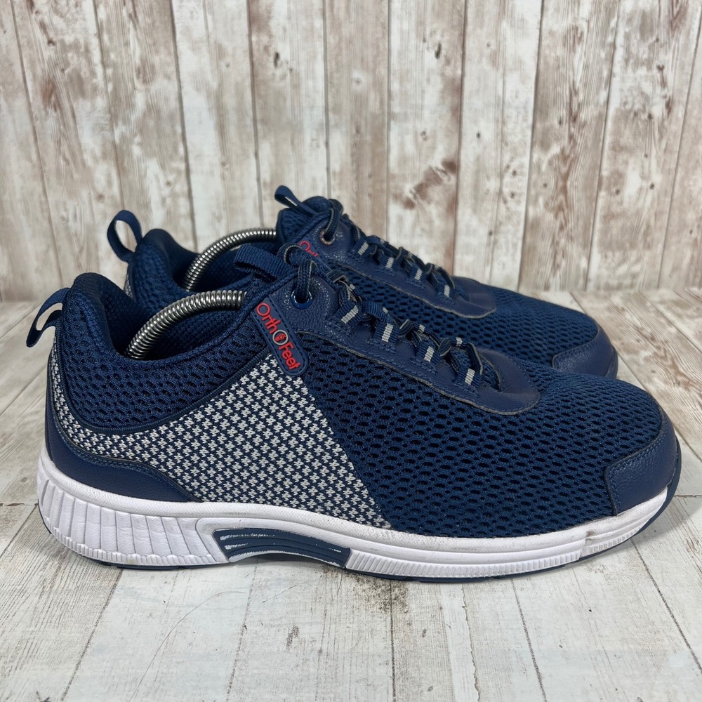 Orthofeet Edgewater 616 Mens 10 X-Wide 4E Navy Blue Mesh Athletic Walking Shoes